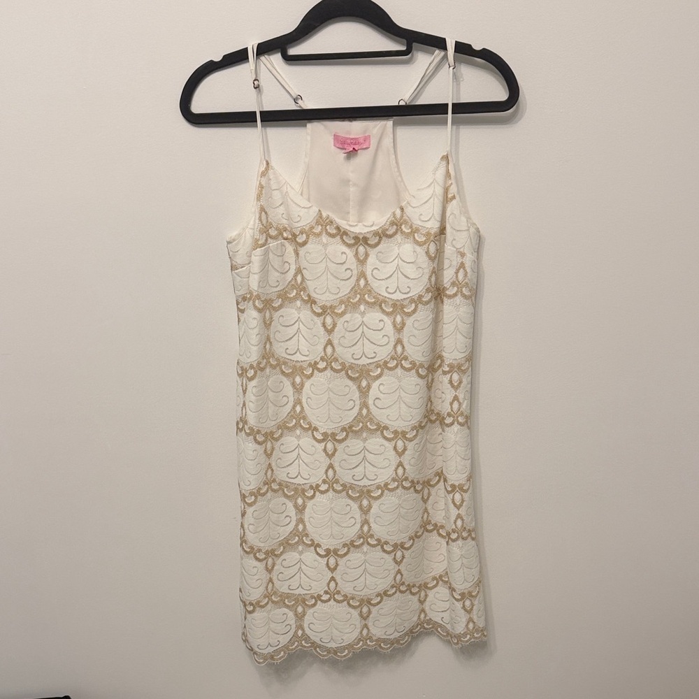 Lilly Pulitzer White and Gold Dress